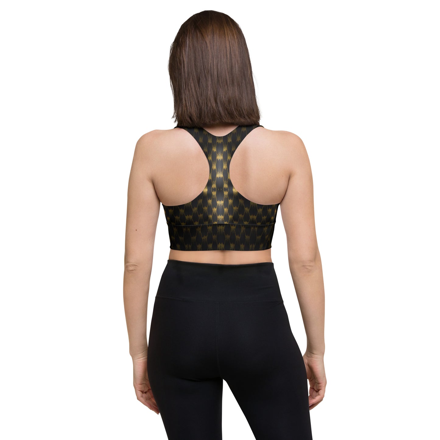 Exotic Gold Knots Custom Print Longline Sports Bra