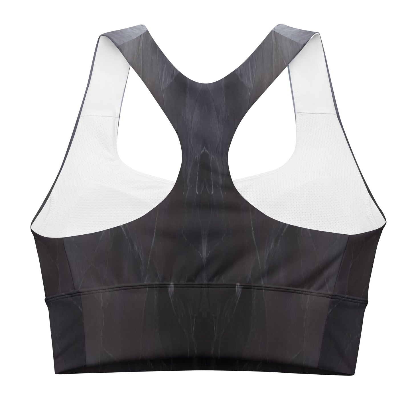 Black Slate Custom Print Longline Sports Bra