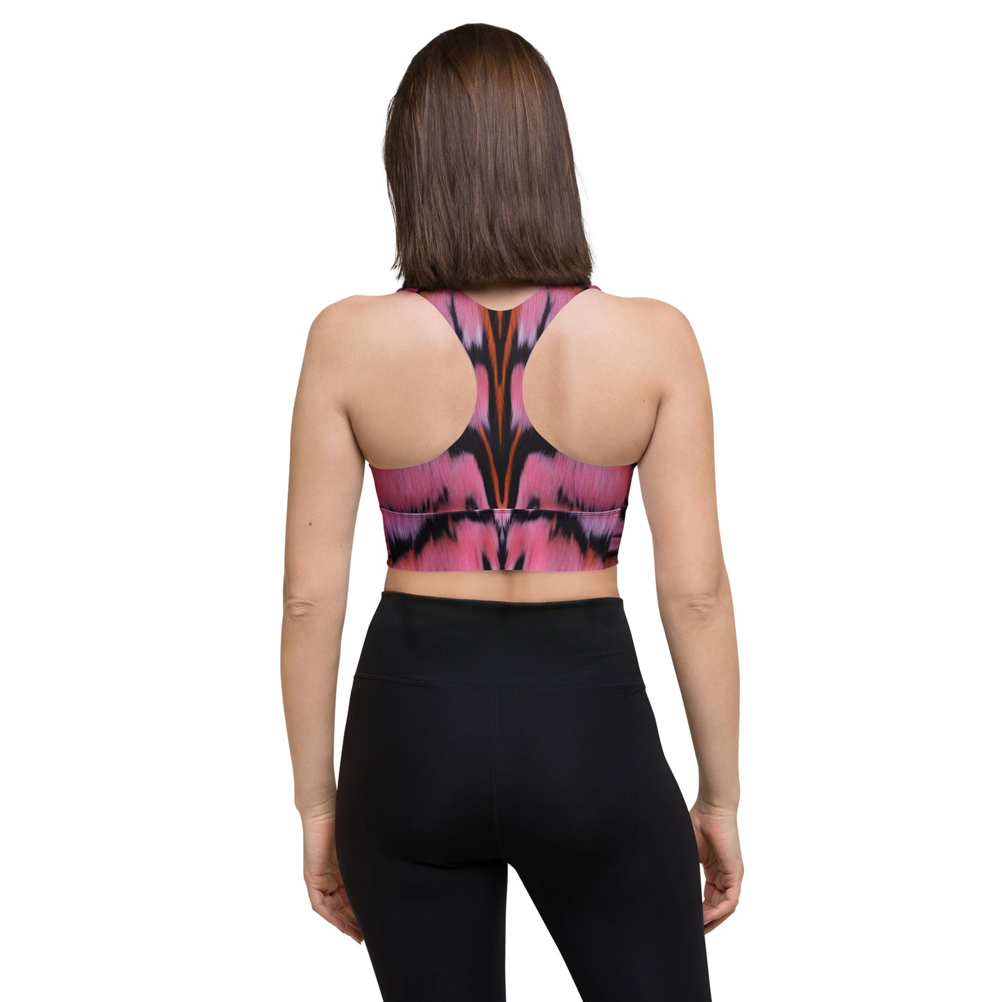 Pink Tiger Fur Custom Print Longline Sports Bra