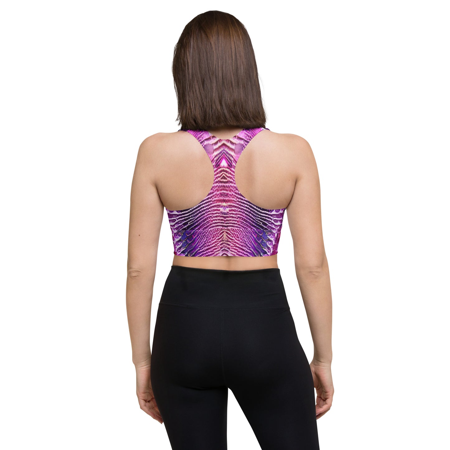 Pink & Purple Shimmering Scales Custom Print Longline Sports Bra