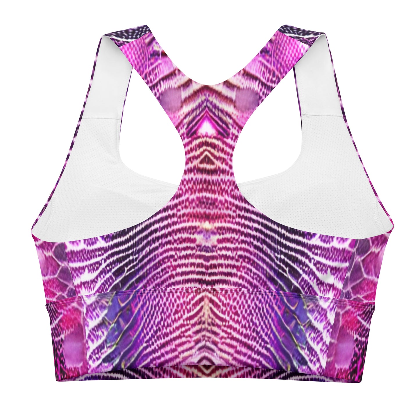 Pink & Purple Shimmering Scales Custom Print Longline Sports Bra