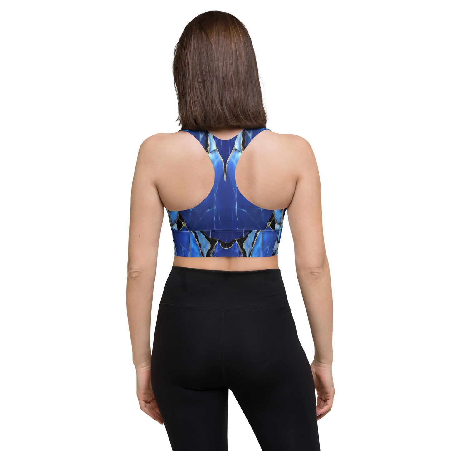 Blue Marble Custom Print Longline Sports Bra