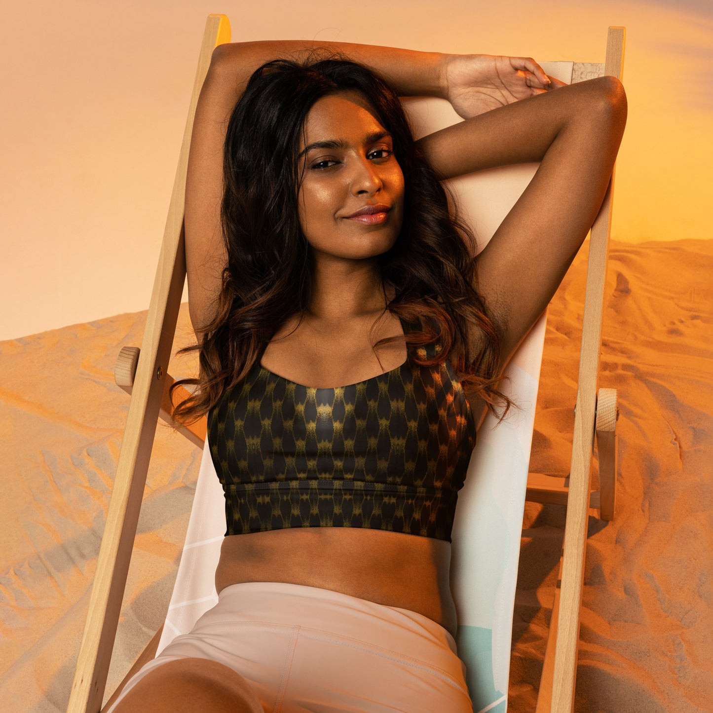 Exotic Gold Knots Custom Print Longline Sports Bra