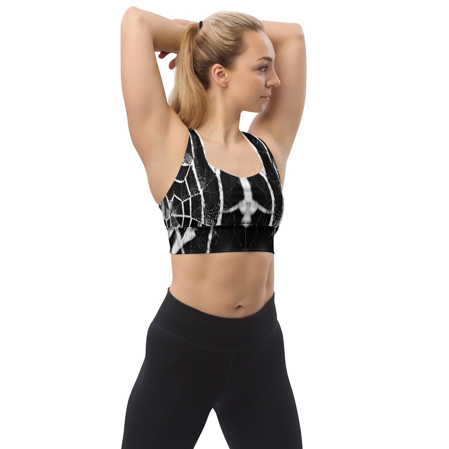 Spider Web Custom Print Longline Sports Bra