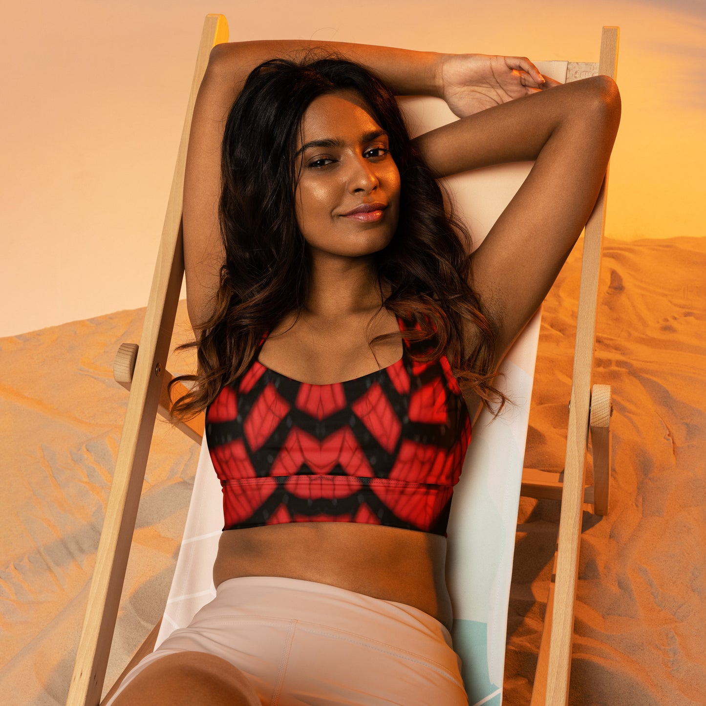 Black & Red Spider Webs Custom Print Longline Sports Bra