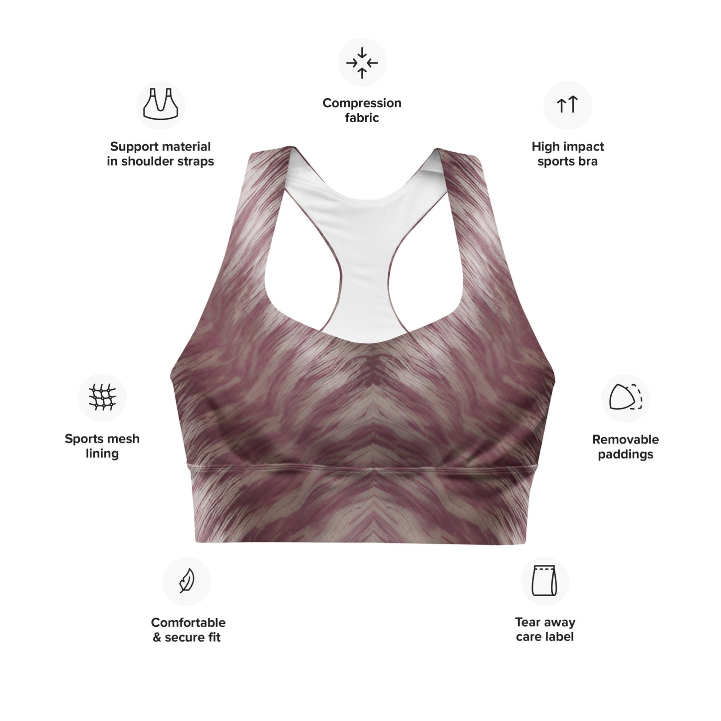 Nova Jade Fur Custom Print Longline Sports Bra