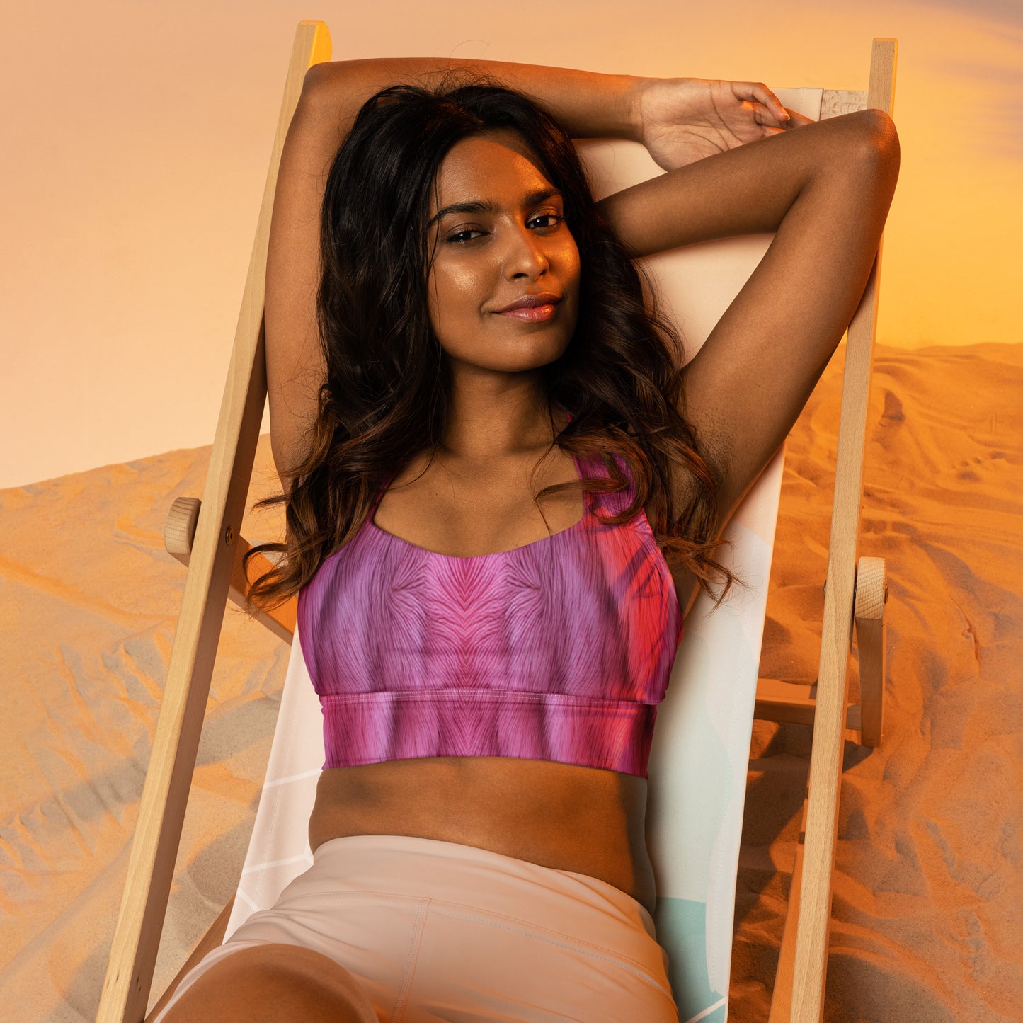 Fluffy Pink Fur Custom Print Sports Bra