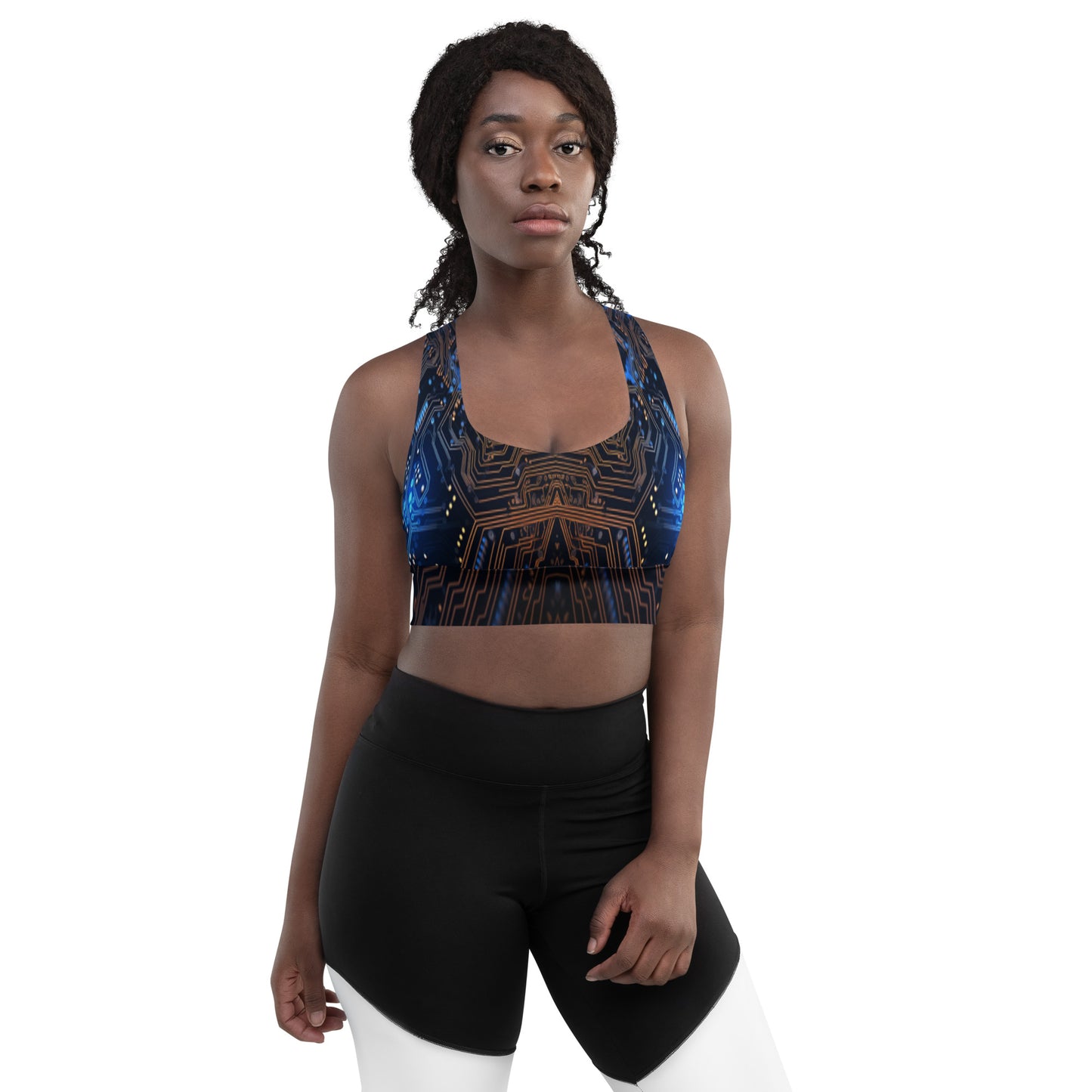 Blue Electronics Custom Print Sports Bra
