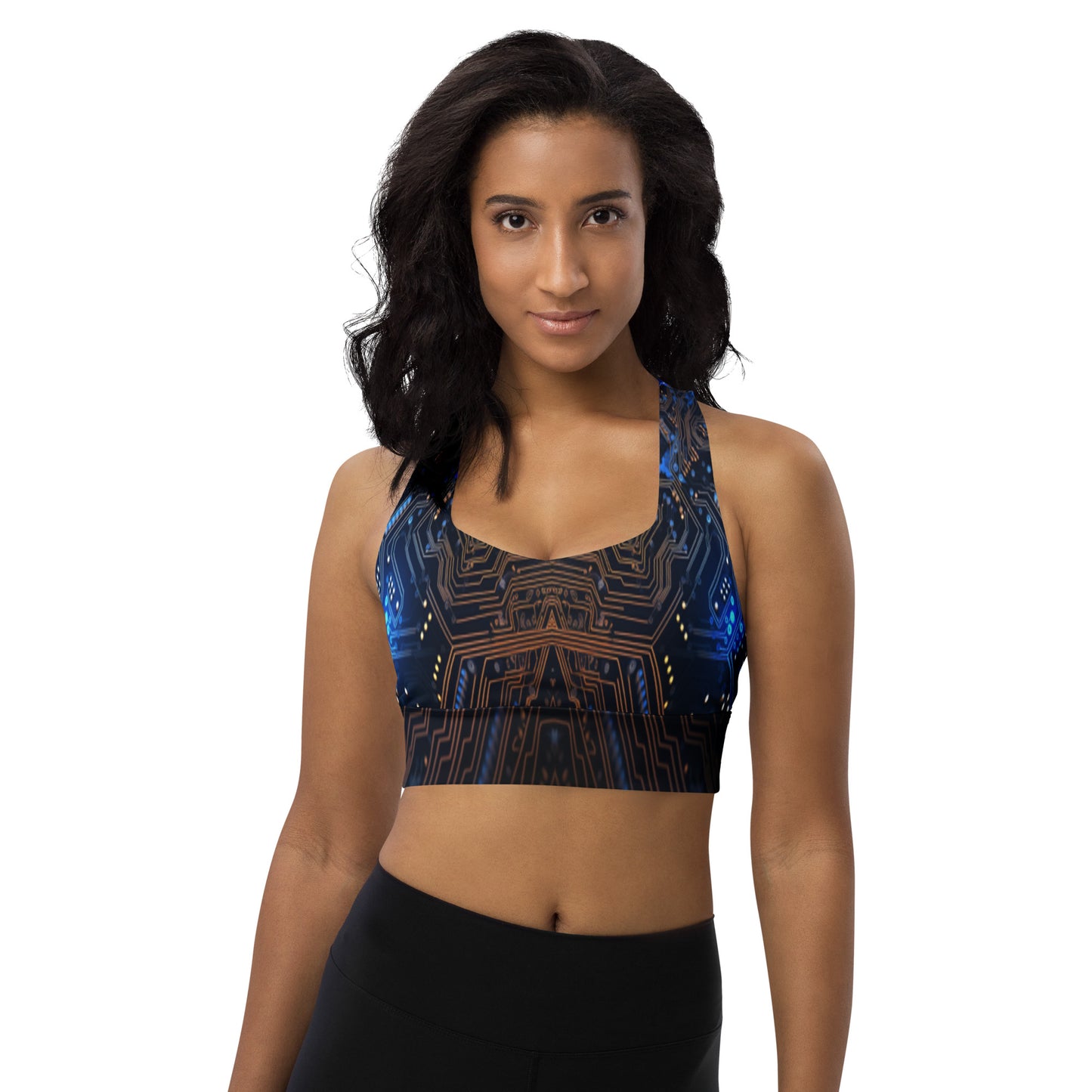 Blue Electronics Custom Print Sports Bra