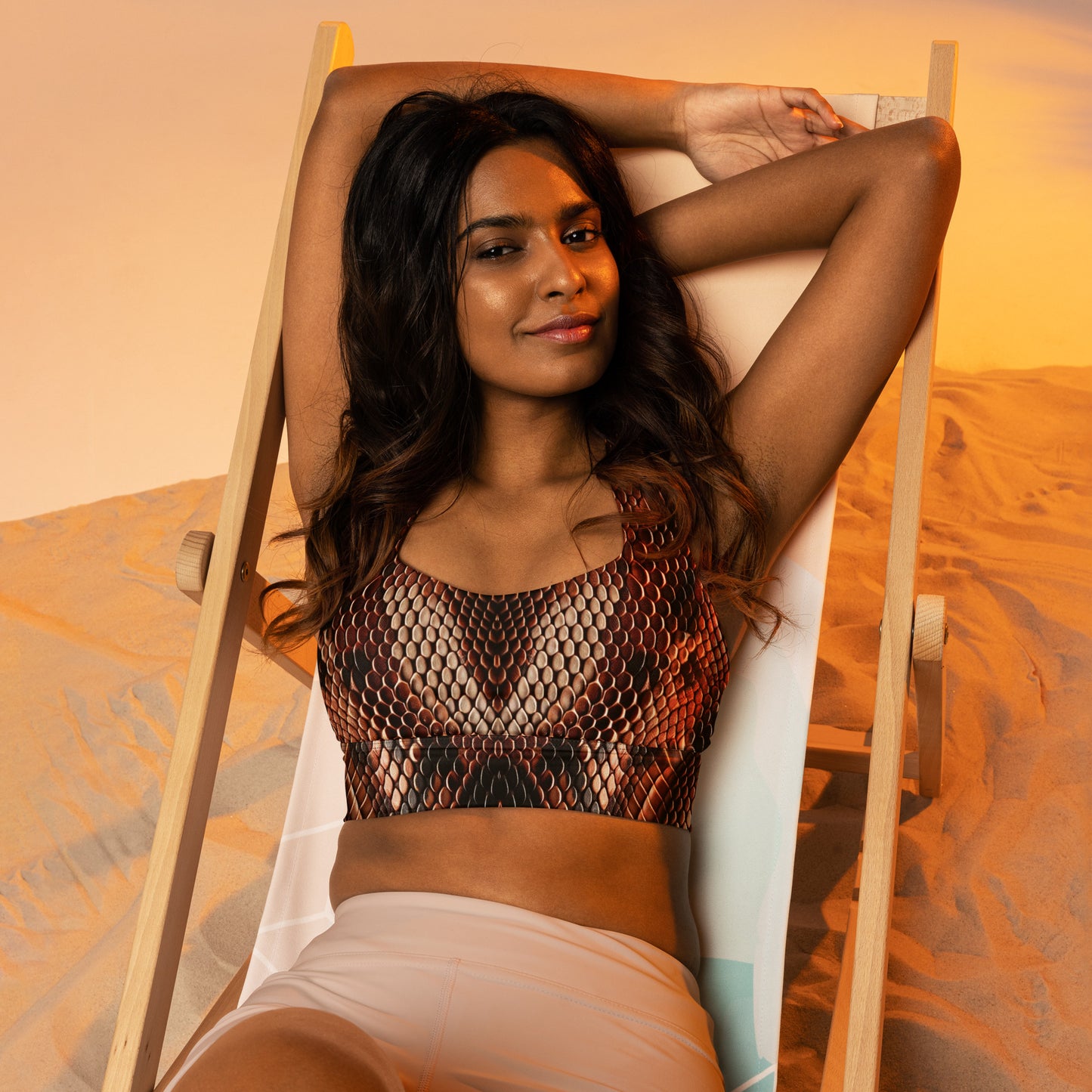 Copperhead Snake Print Sports Bra For Women