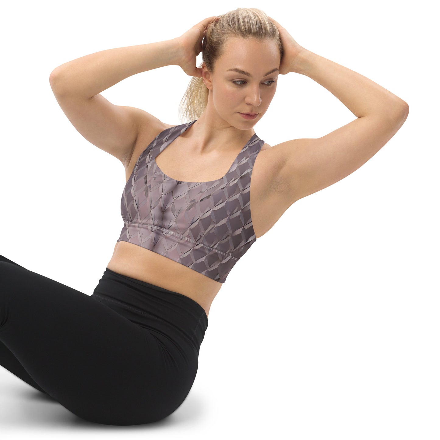 Diamond Plate Pattern Longline Sports Bra