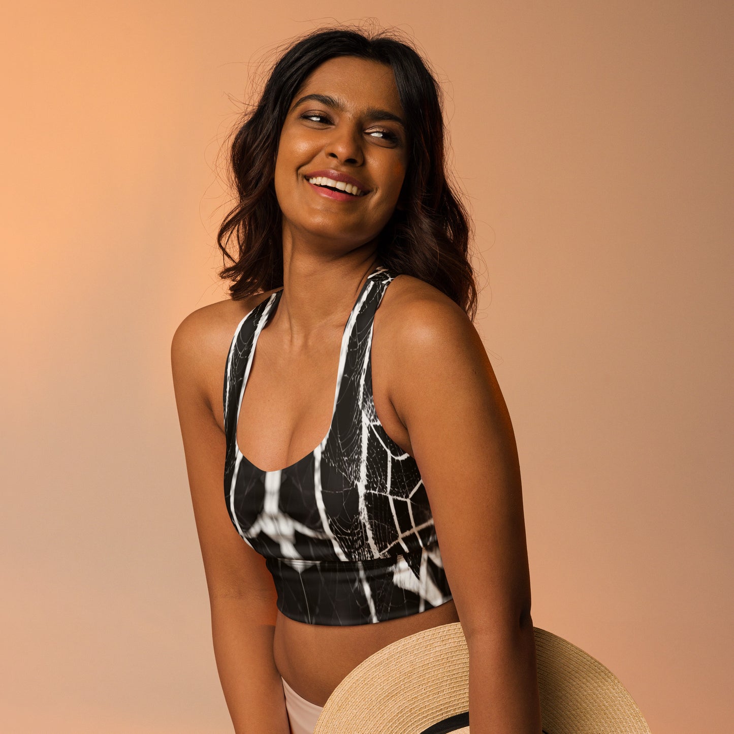 Spider Web Custom Print Longline Sports Bra