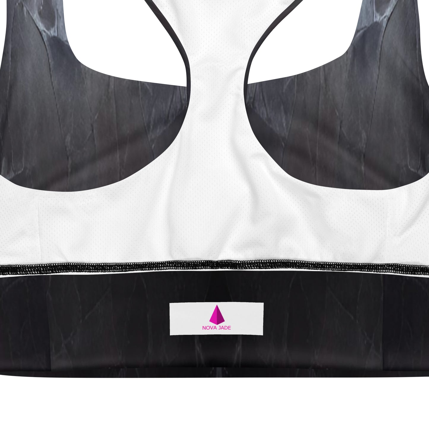 Black Slate Custom Print Longline Sports Bra