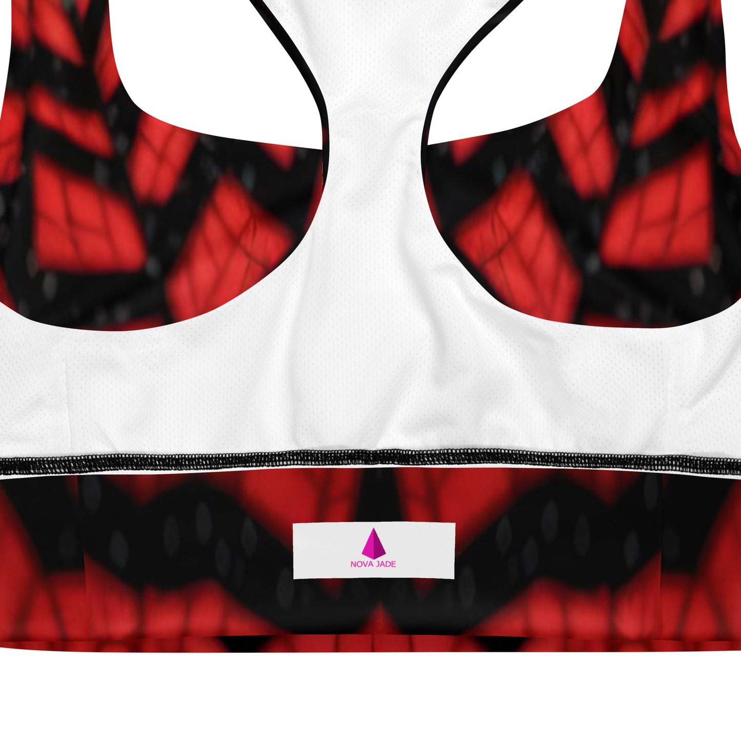 Black & Red Spider Webs Custom Print Longline Sports Bra