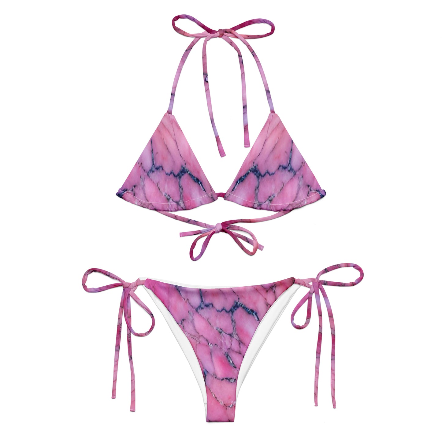 Pink Marble Custom Print String Bikini