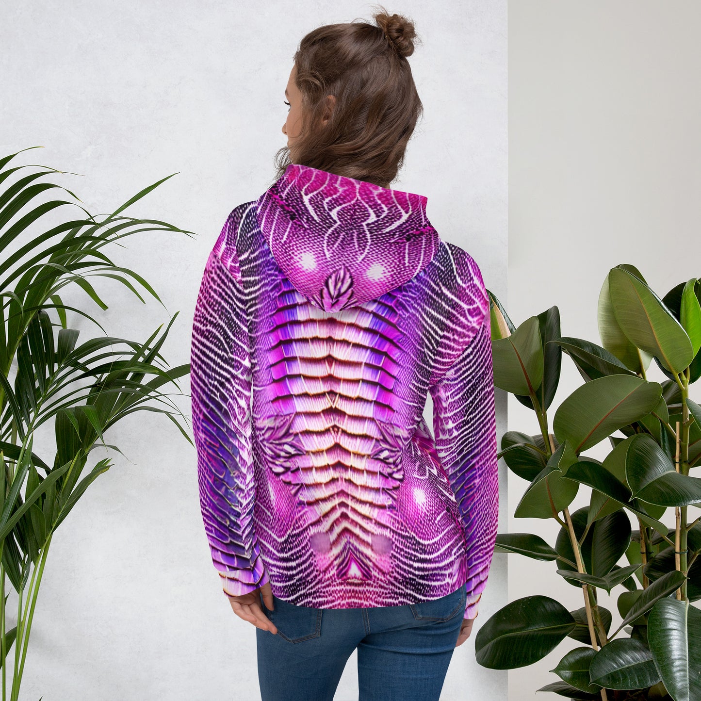 Pink & Purple Shimmering Scales Unisex Designer Hoodie