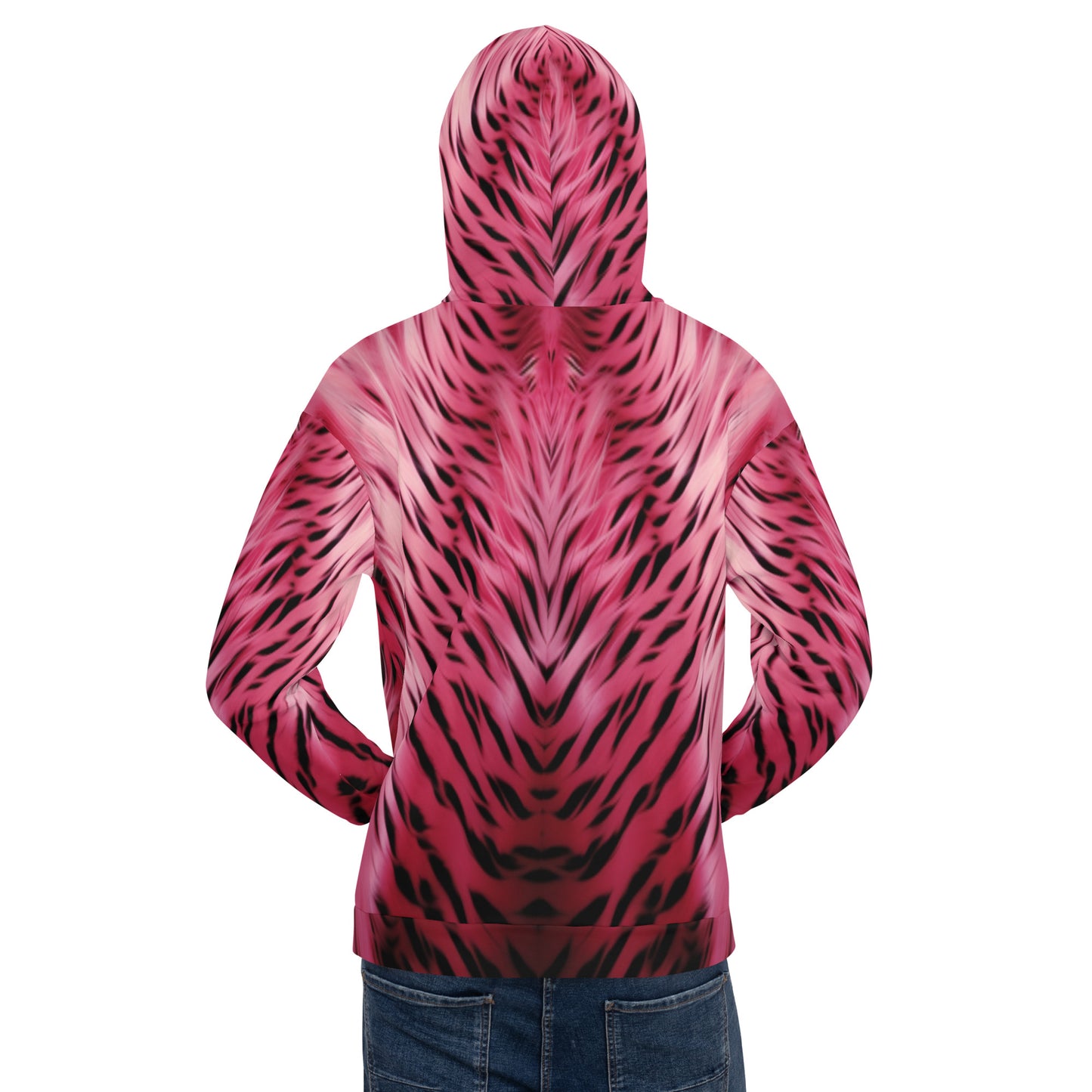 Pink and Black Striped Fur Unisex Designer Hoodie