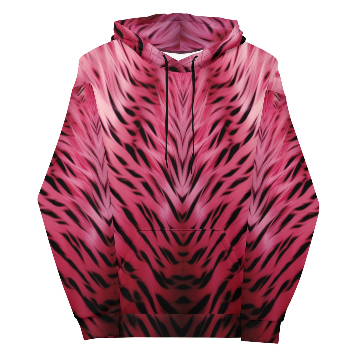 Pink and Black Striped Fur Unisex Designer Hoodie