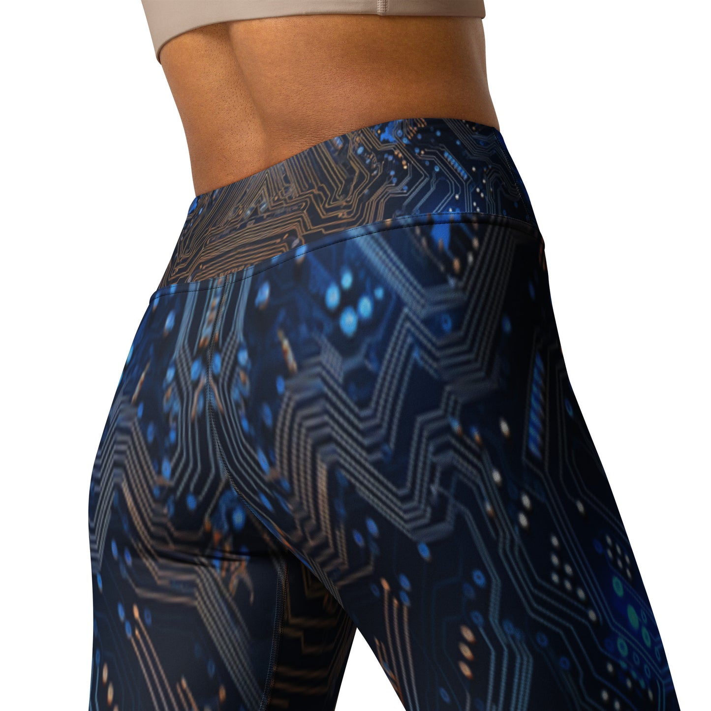 Blue Electronics Printed Yoga Leggings For Women