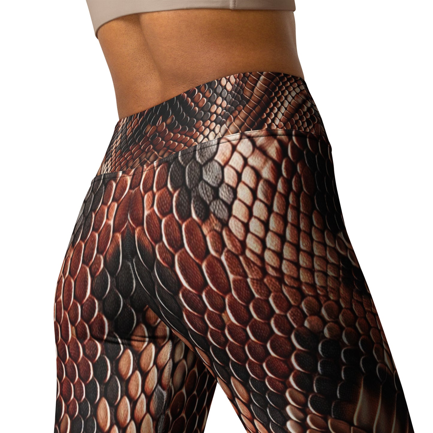 Copperhead Snake Print Yoga Leggings For Women