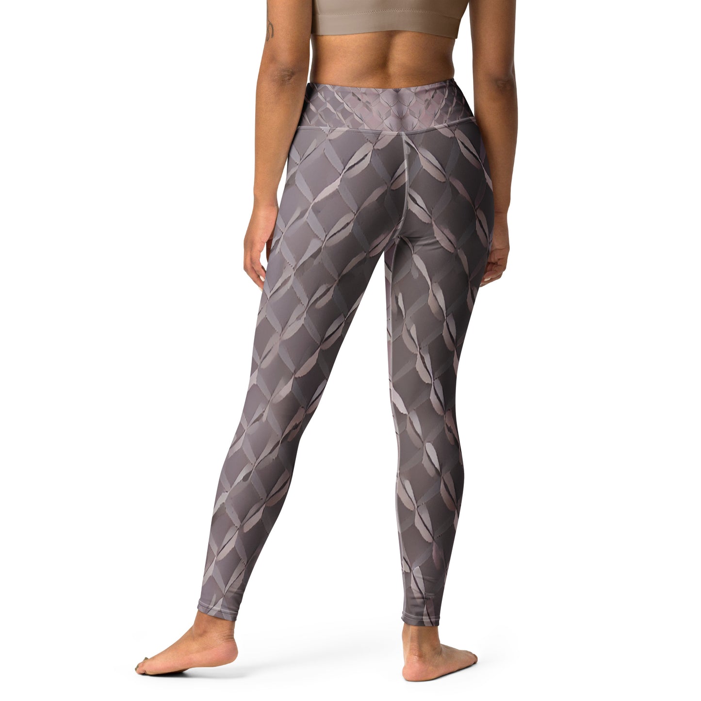 Diamond Plate Pattern Printed Yoga Leggings For Women