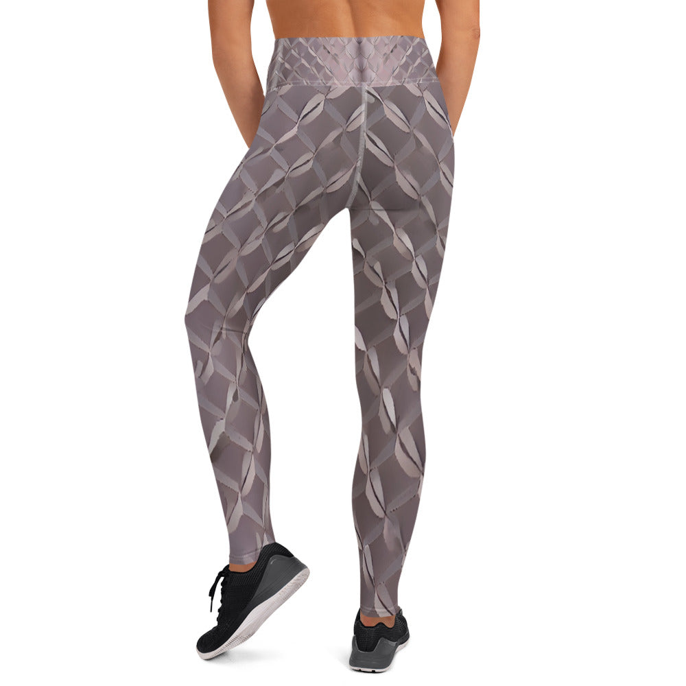 Diamond Plate Pattern Printed Yoga Leggings For Women
