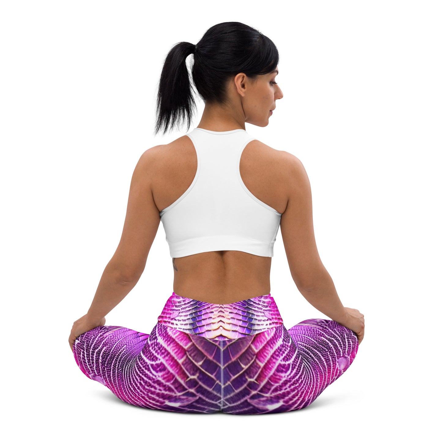 Pink & Purple Shimmering Scales Printed Yoga Leggings For Women