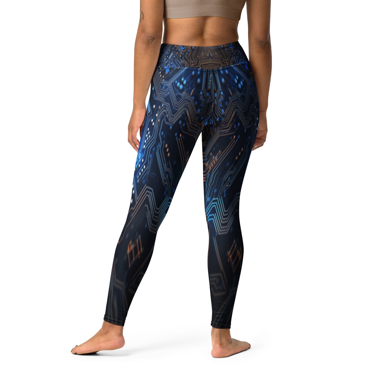 Blue Electronics Printed Yoga Leggings For Women