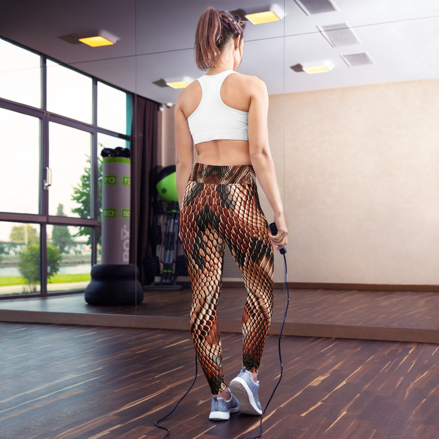 Copperhead Snake Print Yoga Leggings For Women