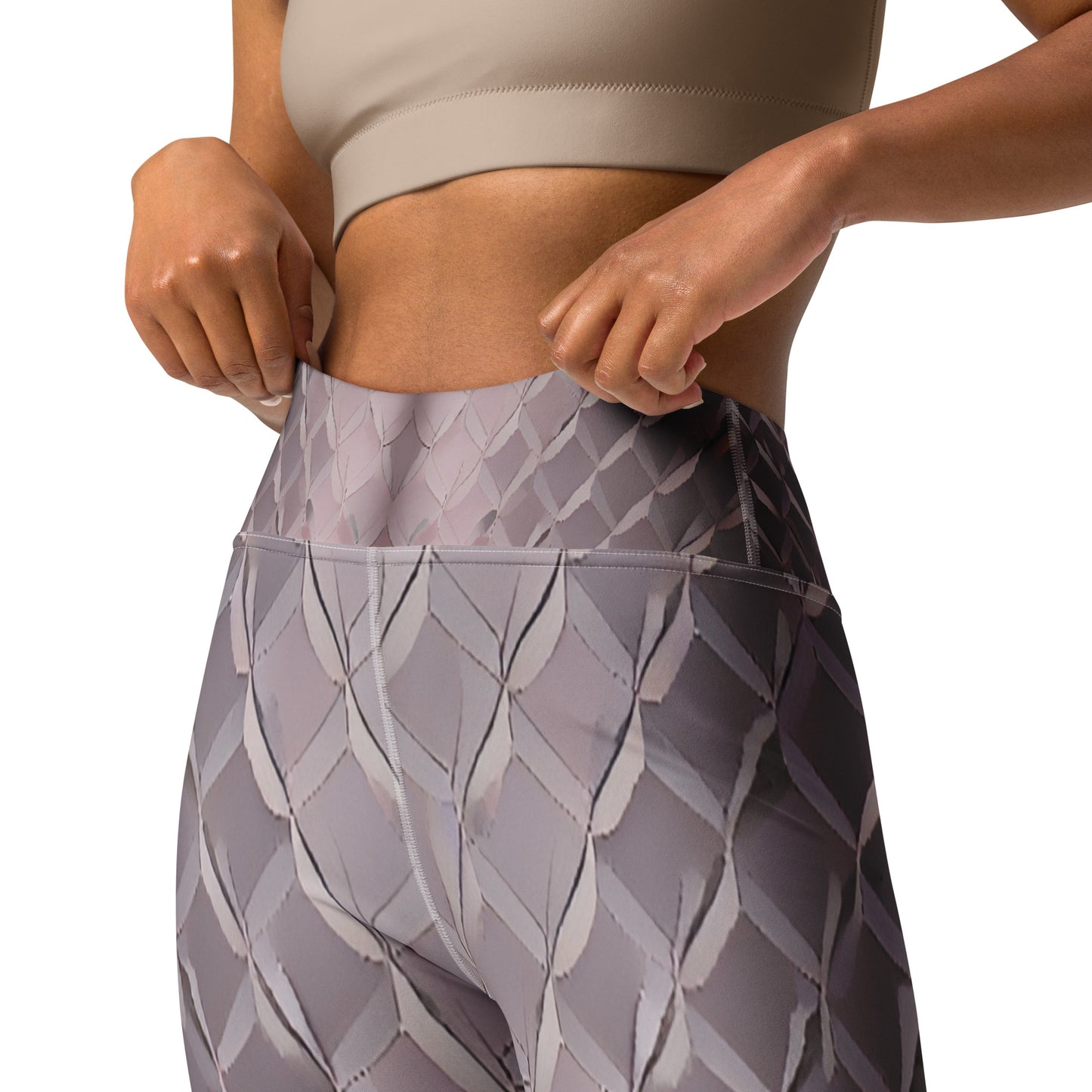 Diamond Plate Pattern Printed Yoga Leggings For Women