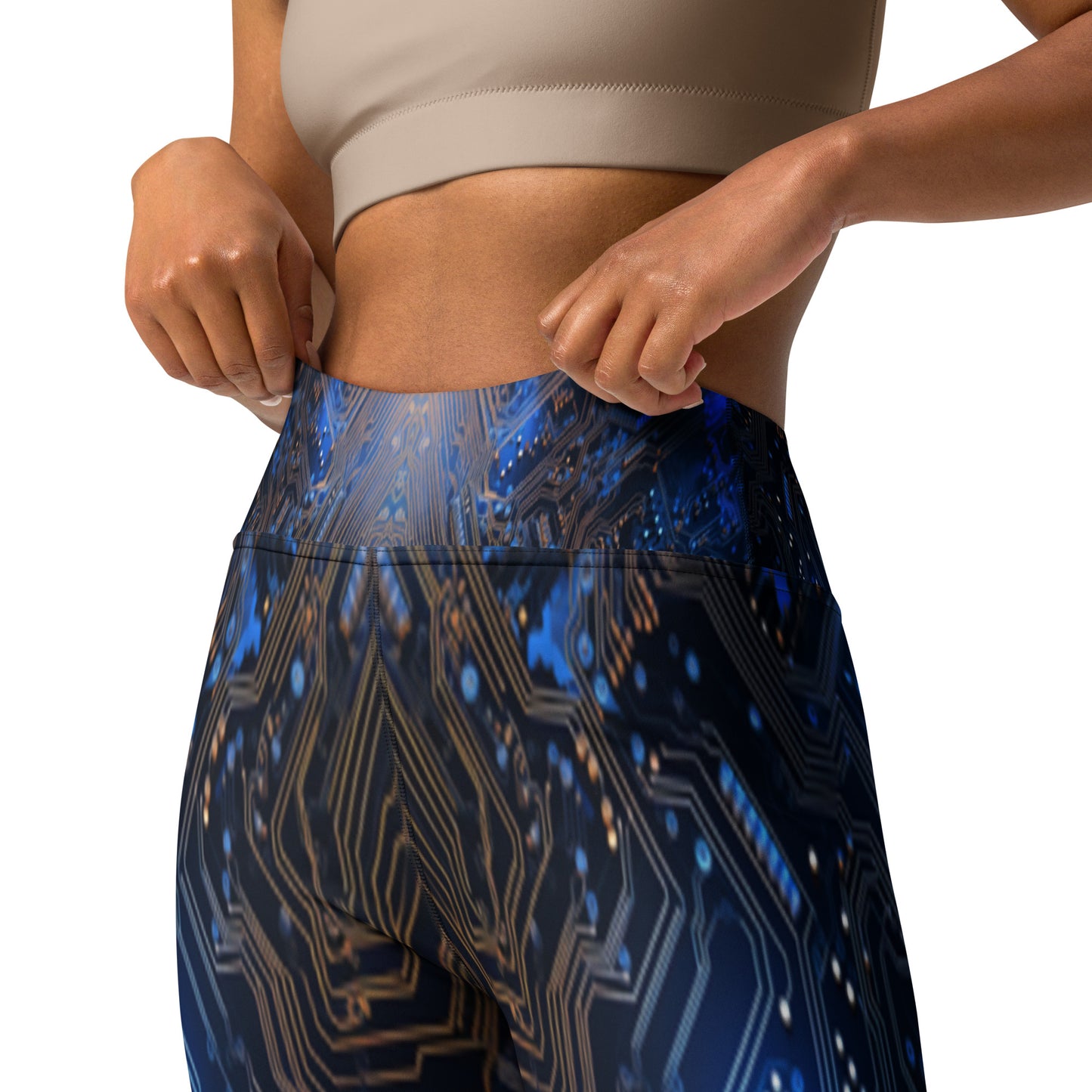 Blue Electronics Printed Yoga Leggings For Women