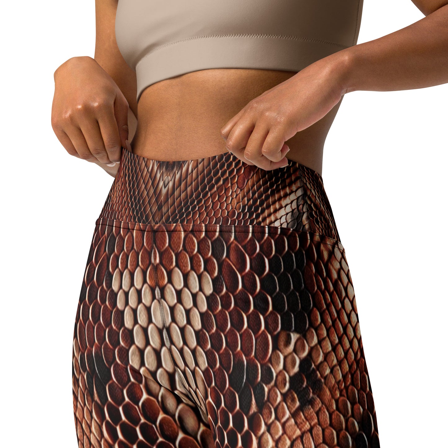 Copperhead Snake Print Yoga Leggings For Women