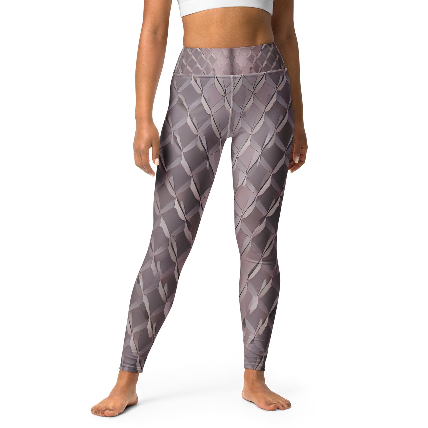 Diamond Plate Pattern Printed Yoga Leggings For Women