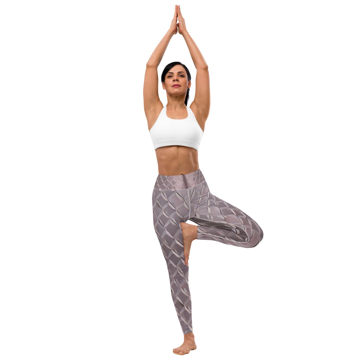 Diamond Plate Pattern Printed Yoga Leggings For Women