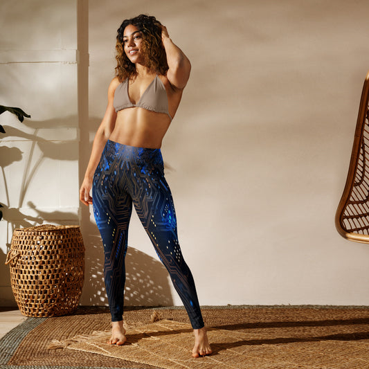 Blue Electronics Printed Yoga Leggings For Women