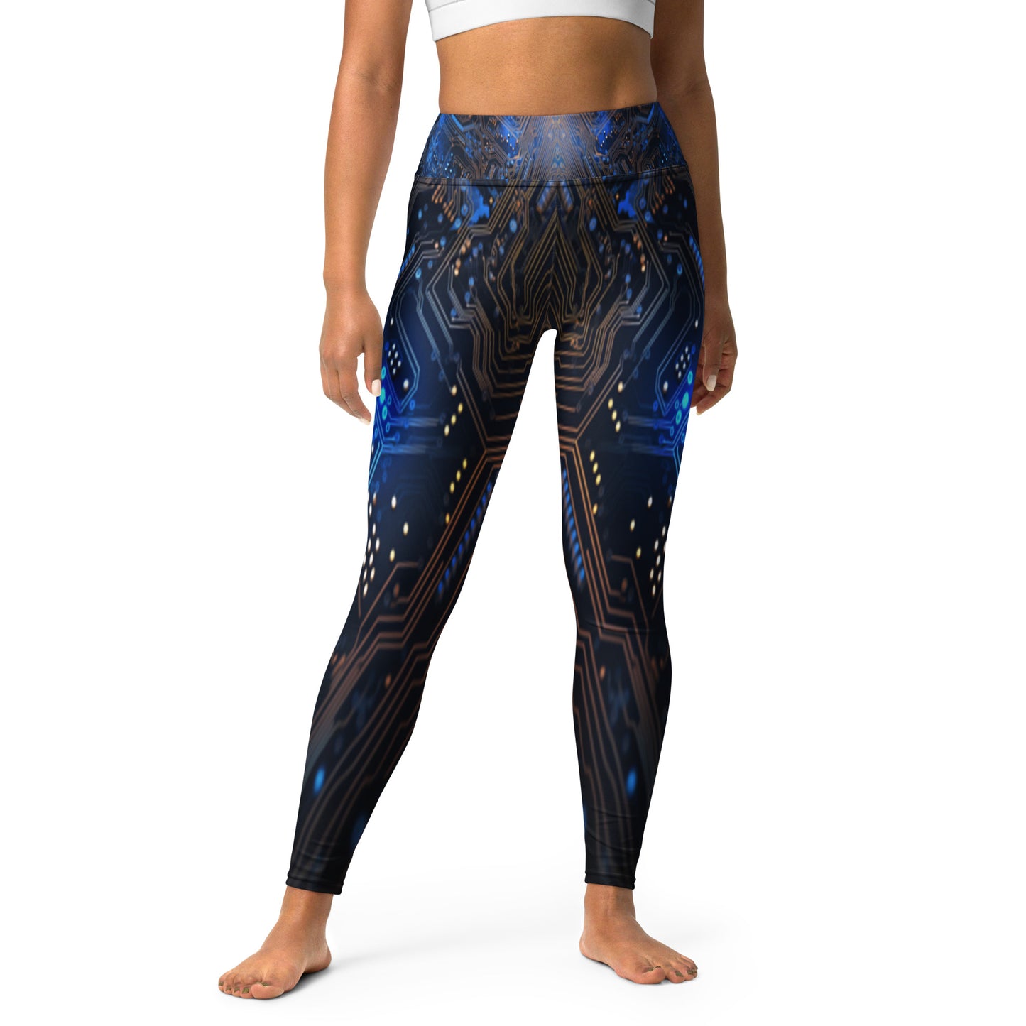 Blue Electronics Printed Yoga Leggings For Women