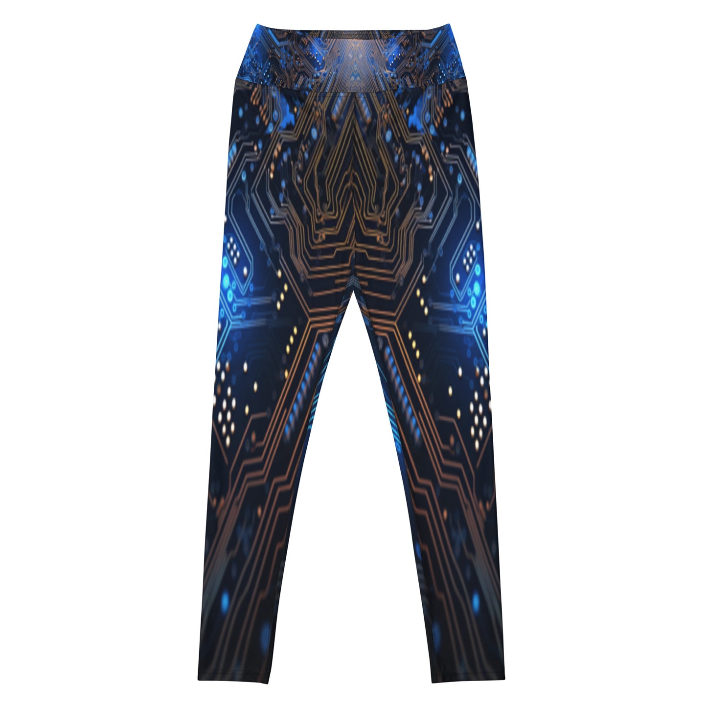Blue Electronics Printed Yoga Leggings For Women