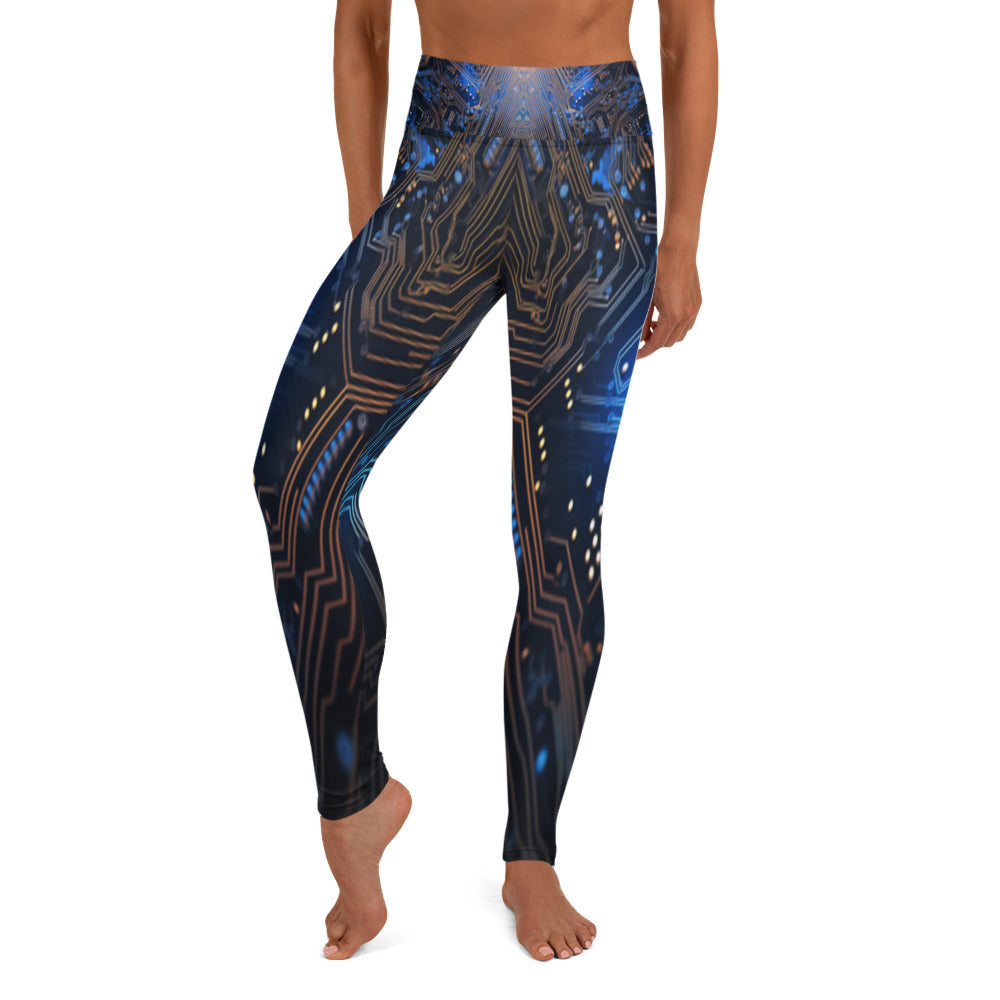 Blue Electronics Printed Yoga Leggings For Women