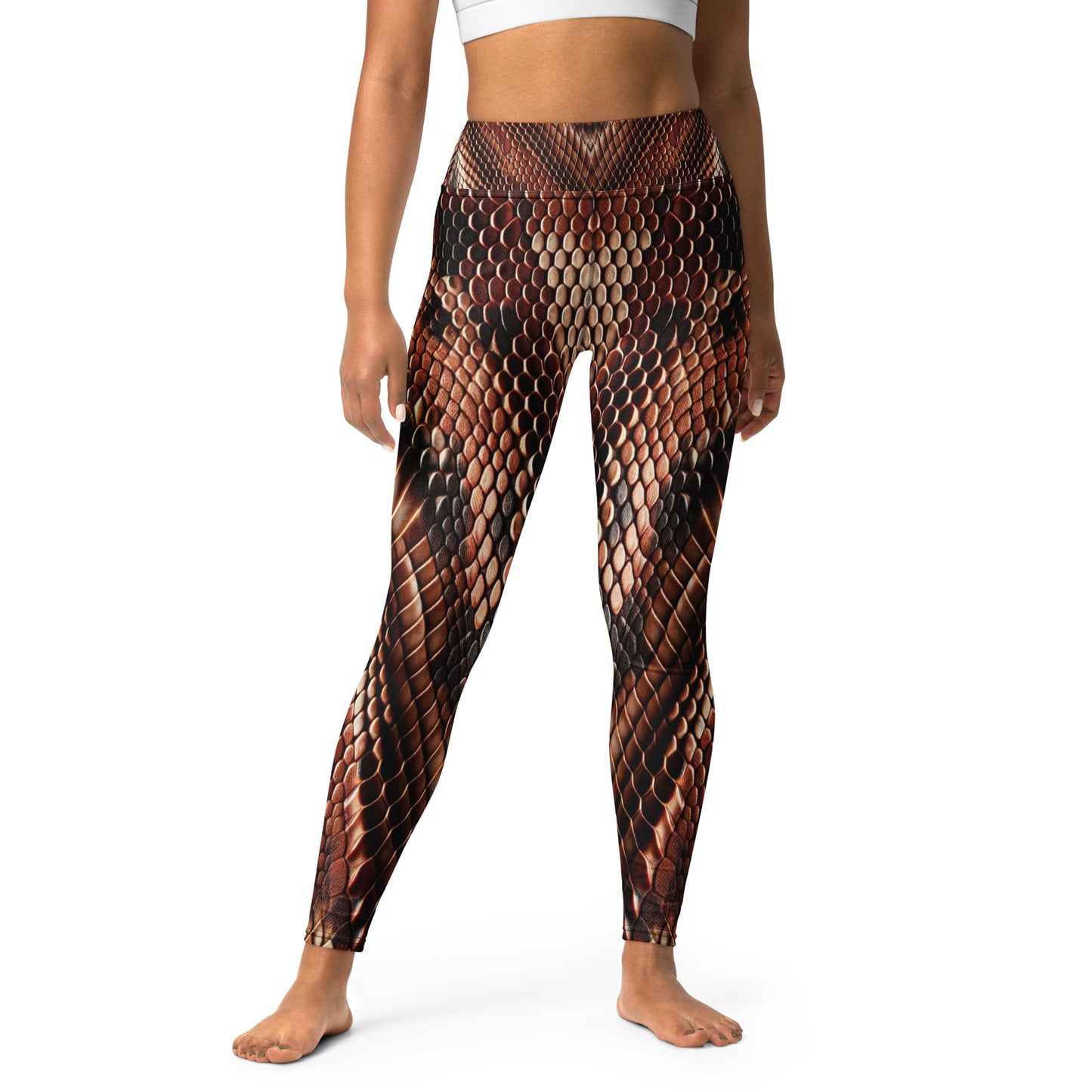 Copperhead Snake Print Yoga Leggings For Women