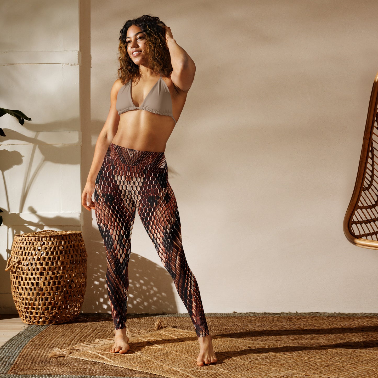 Copperhead Snake Print Yoga Leggings For Women