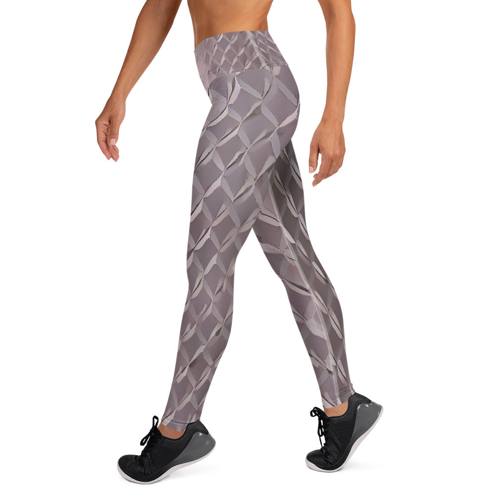Diamond Plate Pattern Printed Yoga Leggings For Women