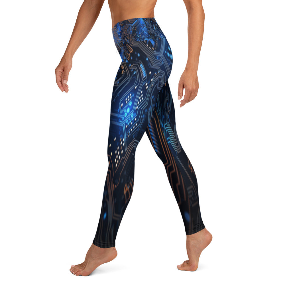 Blue Electronics Printed Yoga Leggings For Women