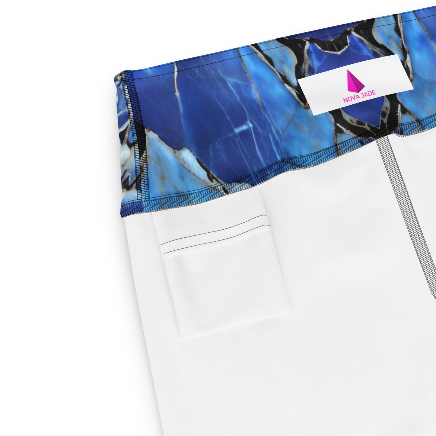 Blue Marble Print Yoga Leggings For Women