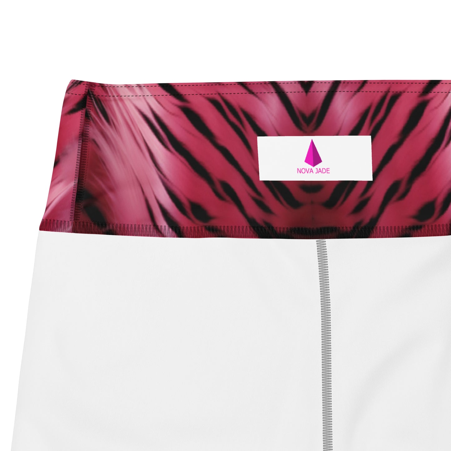 Pink and Black Striped Fur Print Yoga Leggings For Women
