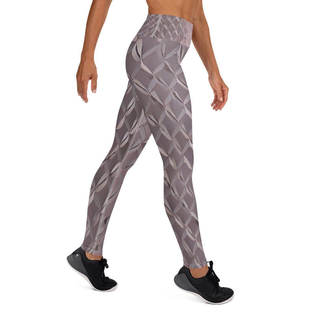 Diamond Plate Pattern Printed Yoga Leggings For Women