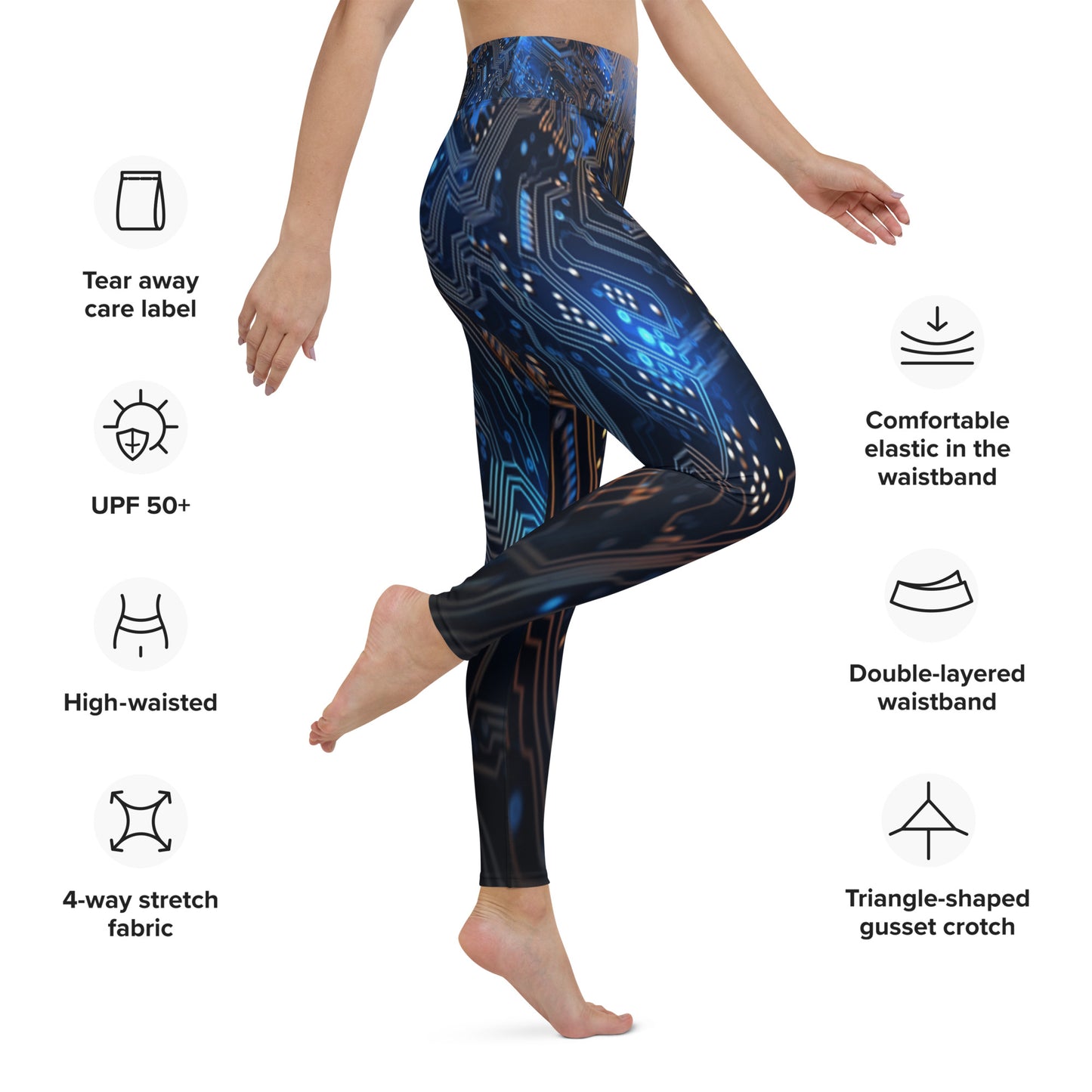 Blue Electronics Printed Yoga Leggings For Women