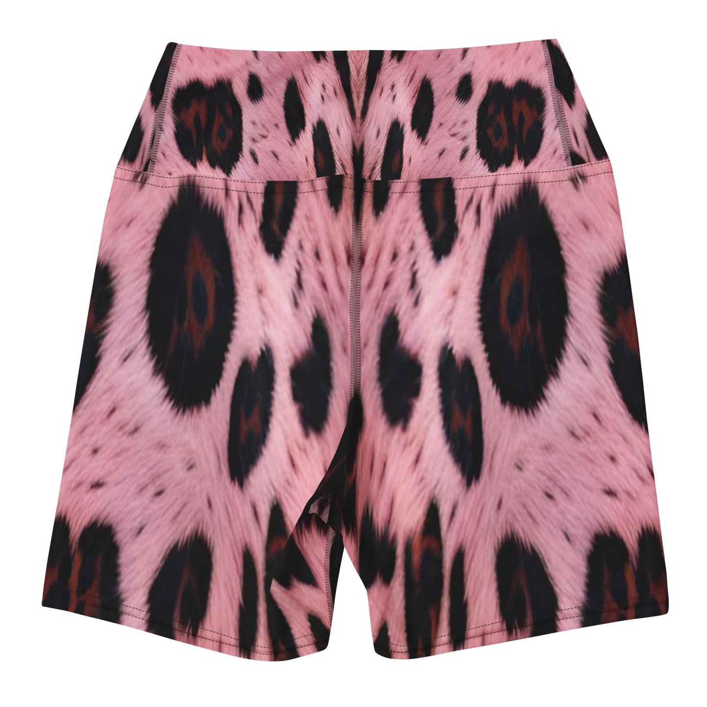 Pink Leopard Fur Custom Print Yoga Shorts