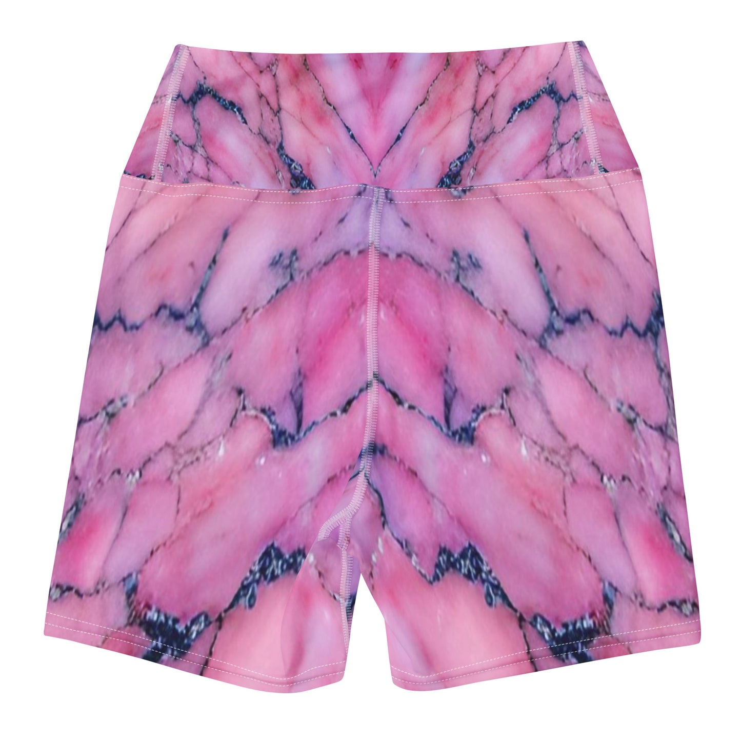 Pink Marble Custom Print Yoga Shorts