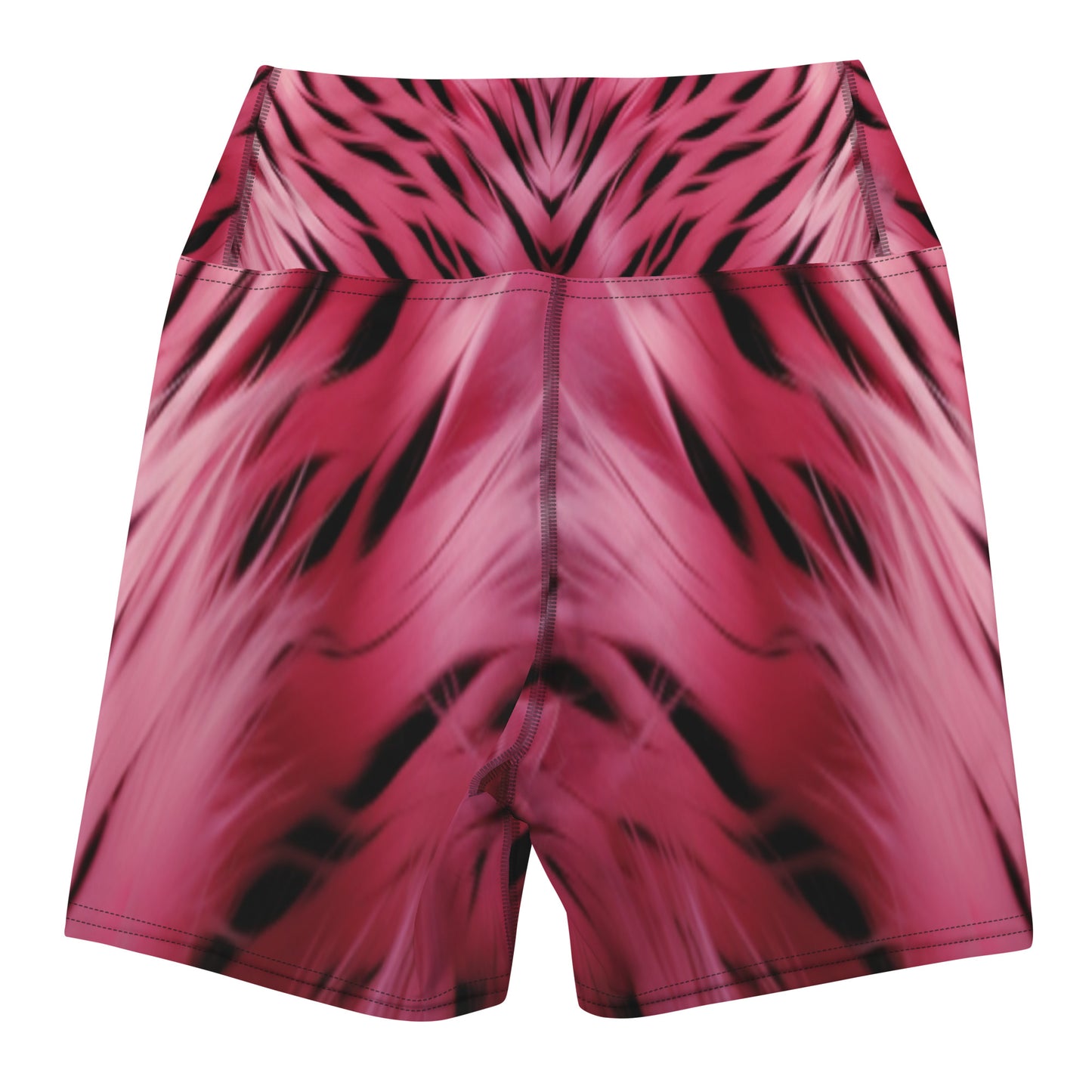 Pink and Black Striped Fur Custom Print Yoga Shorts