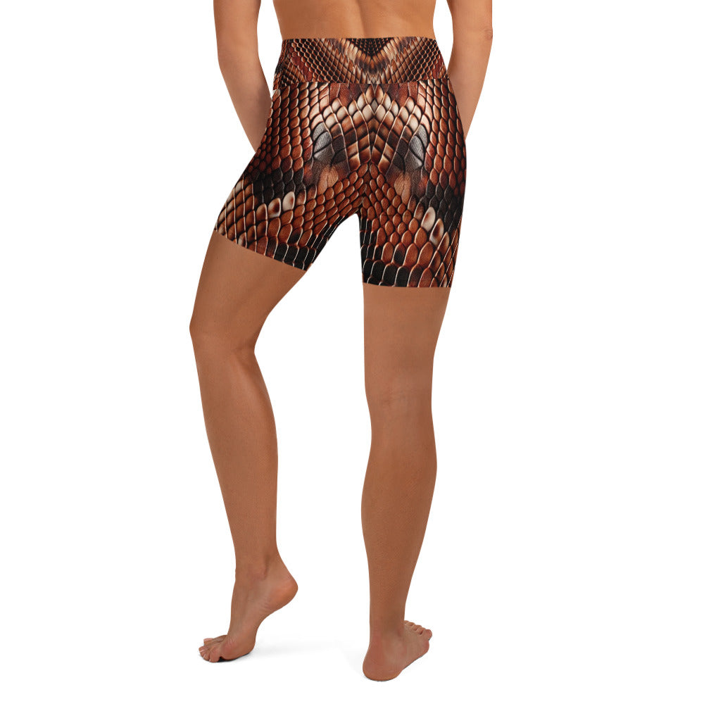 Copperhead Snake Print Yoga Shorts For Women